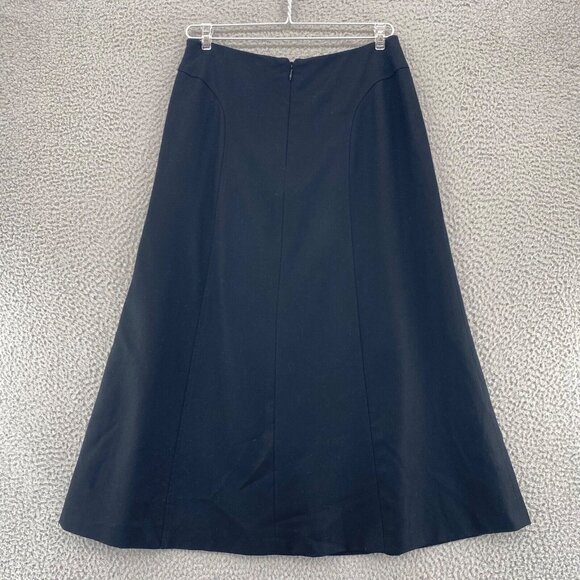 Talbots Skirt Womens 8 Petite Black Wool A Line Midi Gored Office Career Work - Picture 3 of 10